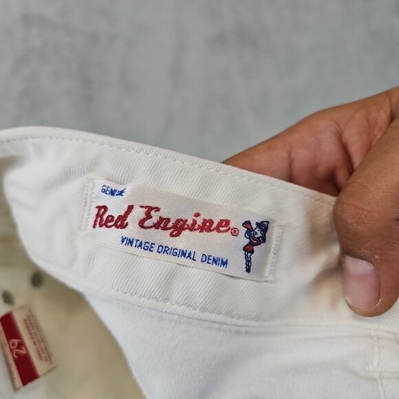 Red Engine Viper Skinny Crop Jeans Womens Size 29 White Stretch Y2K Made In USA - Picture 3 of 13